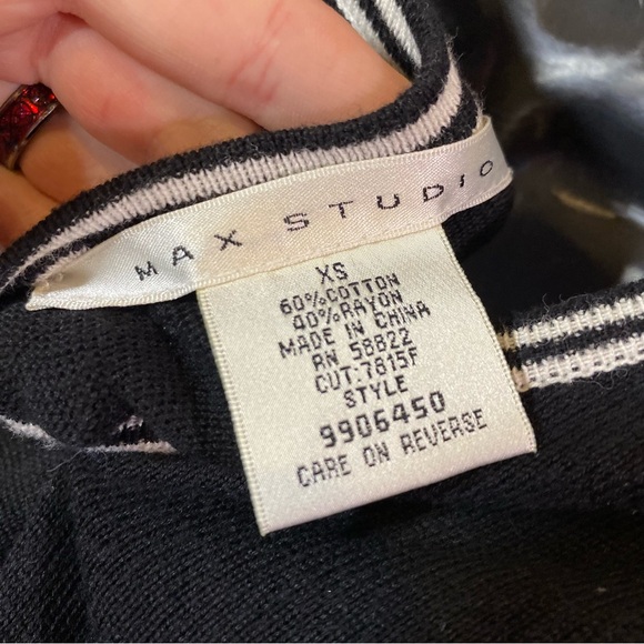 Max Studio Black and White Striped Y2K Sweater Dress - Picture 2 of 9